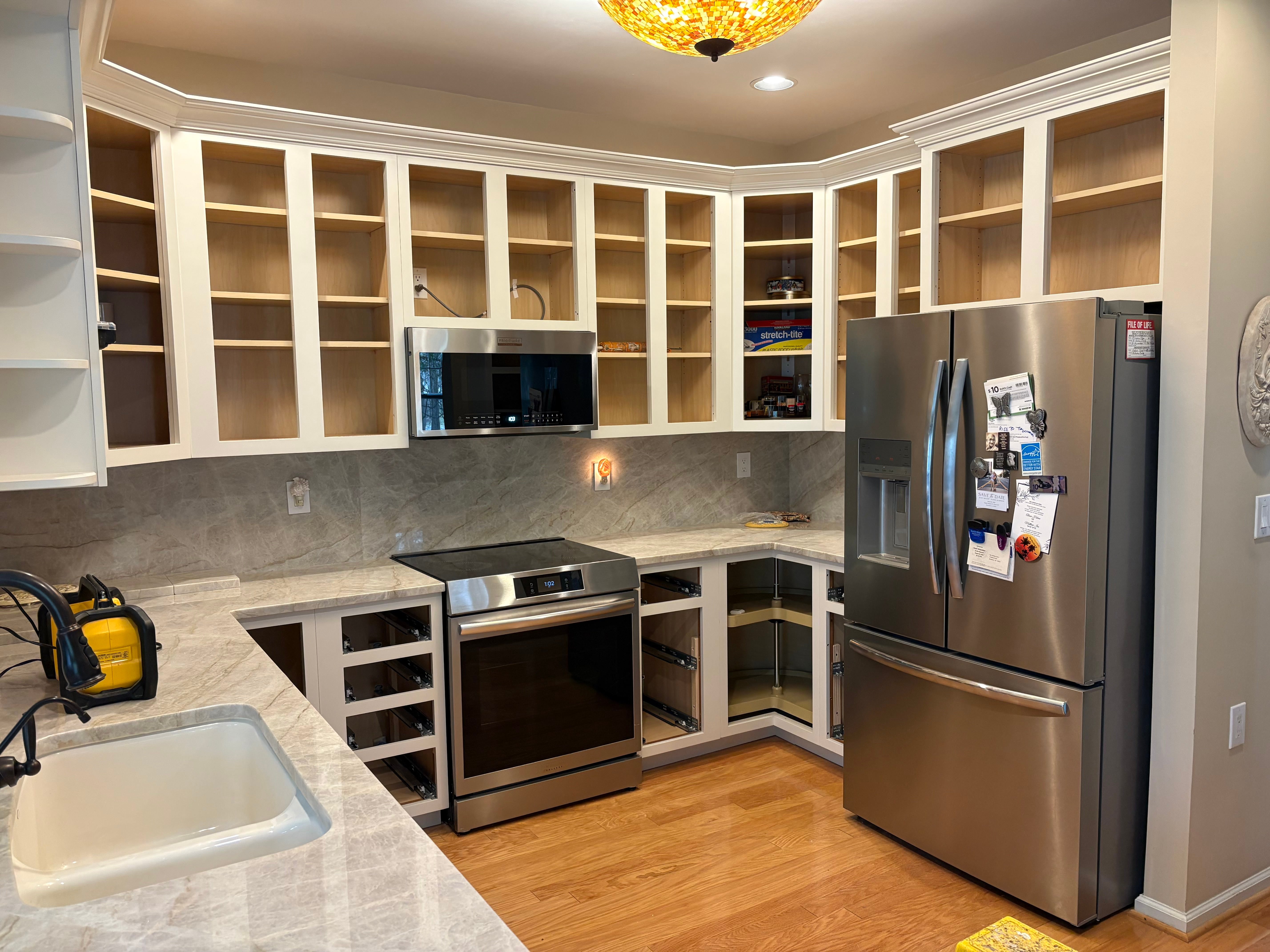 kitchen cabinet refacing project in progress