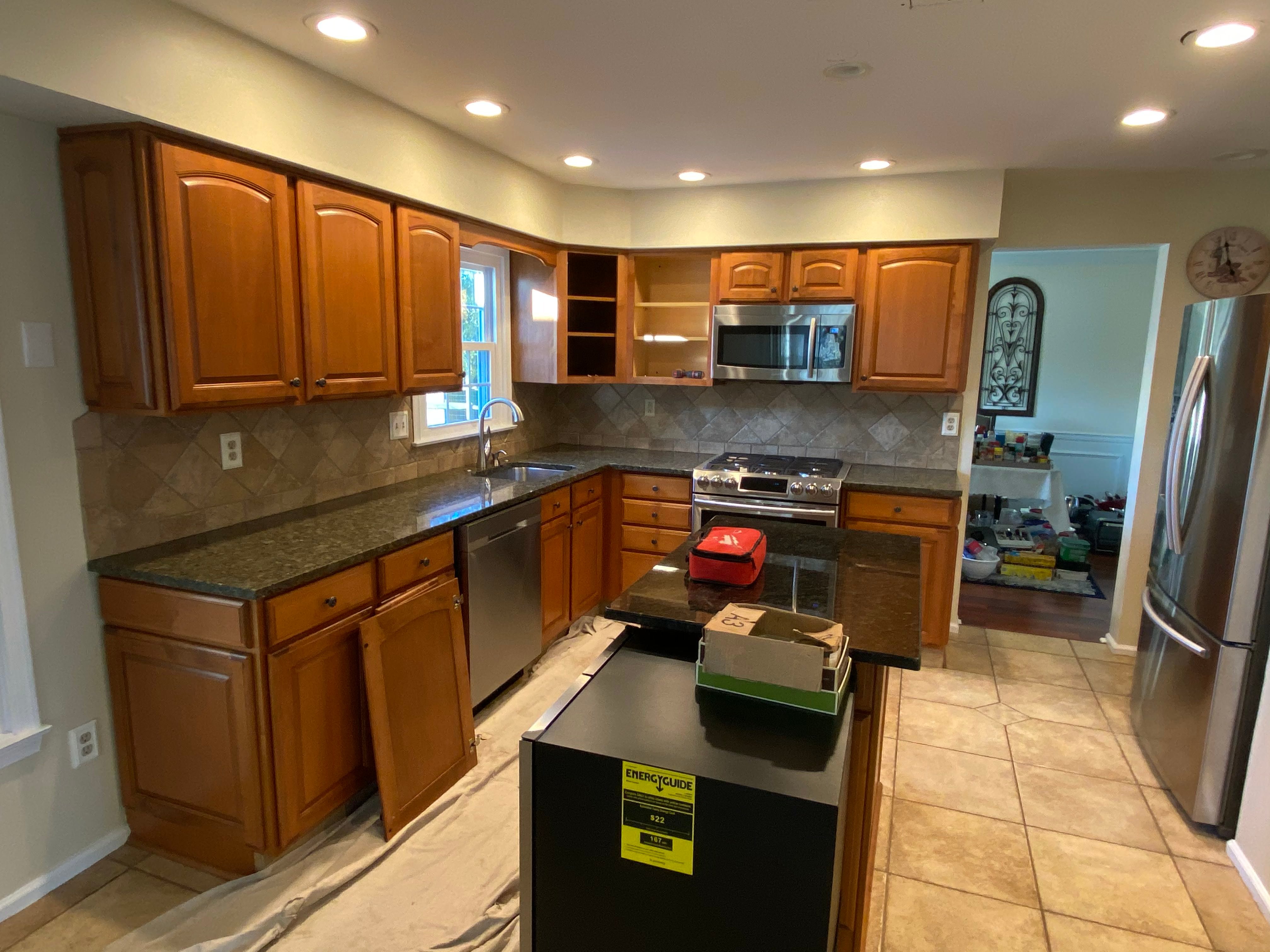 kitchen cabinet refacing project before view