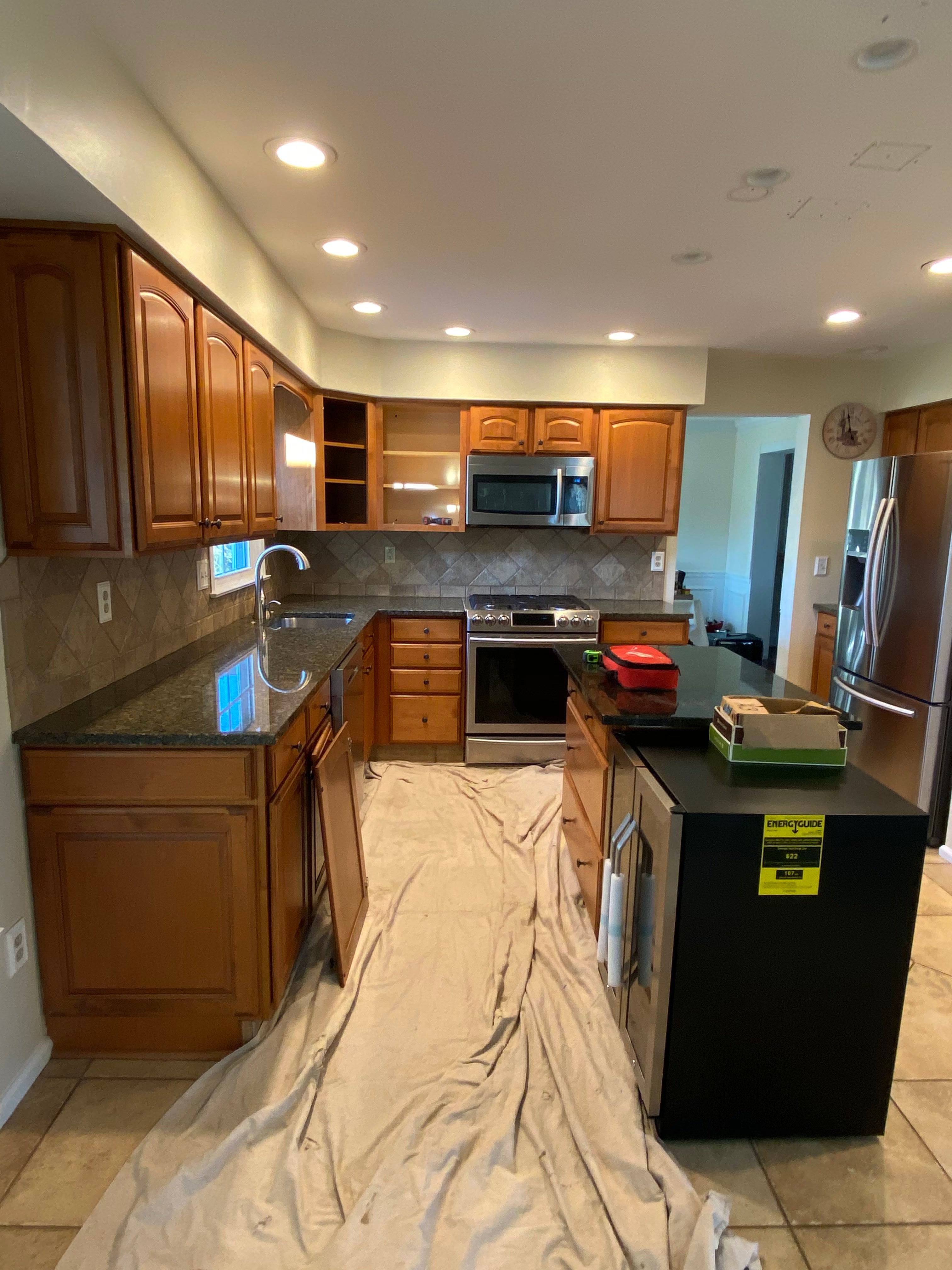 kitchen cabinet refacing project before view