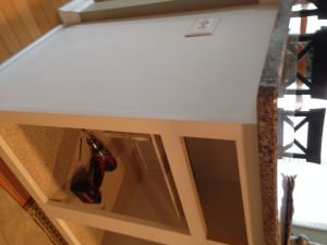 Old cabinet face frame before being removed.