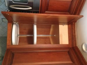 Corner cabinets modified to hide what was in the soffit.