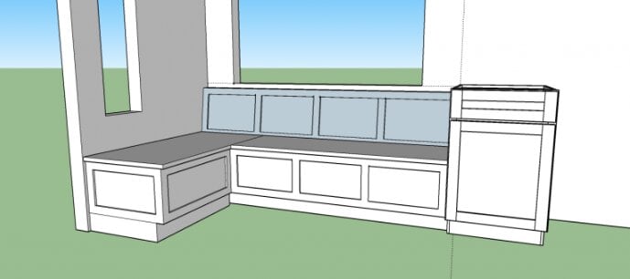 digital sketch mockup of bench
