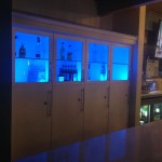 Custom outdoor liquor cabinet with LED lights.